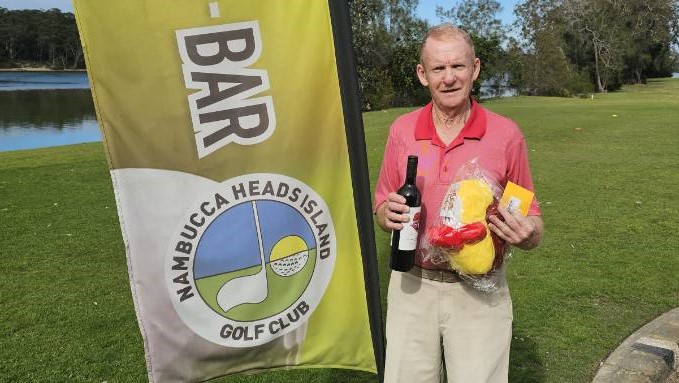 Dennis Ashton with the spoils after winning the latest National Handiskins heat at The Island.